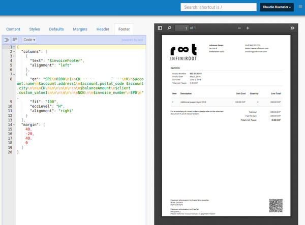 Swiss QR Code Invoice with InvoiceNinja