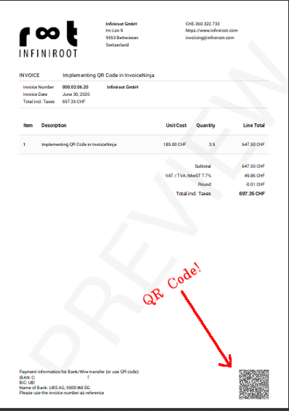 InvoiceNinja QR Code Invoice