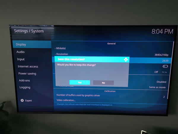 Kodi System Display Settings Refresh Rate 