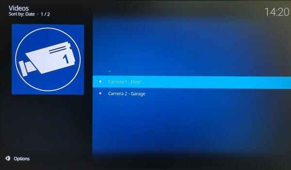 Kodi video add-on Surveillance Cameras two streams