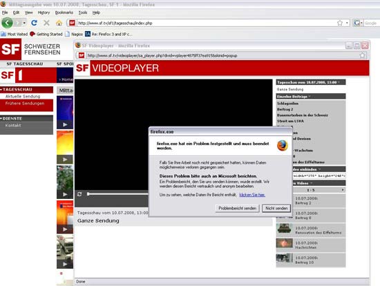 Firefox 3 crashed with Flash Videos