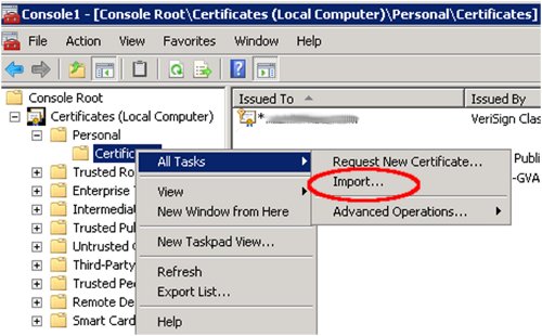 Windows import SSL certificates