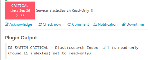Elasticsearch indexes are read-only alert