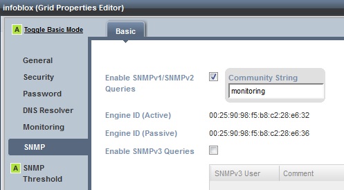 Infoblox enable snmp in grid properties